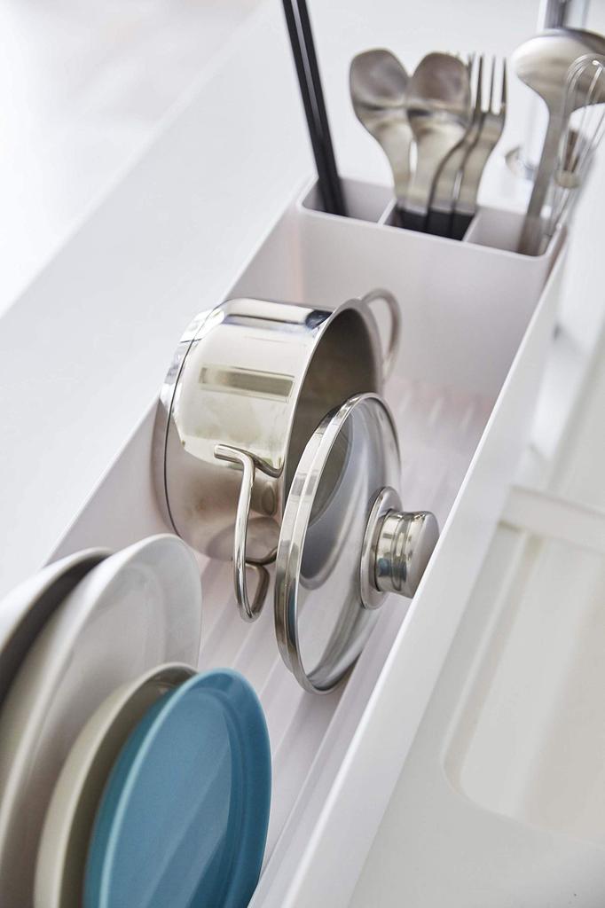 Yamazaki Slim Dish X X Tower Dish 4314 Drainer, Long, White, W55.5 D16.4 H16cm, Drainer,