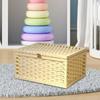 Handwoven Hamper Box with Lid, Shelf Bin Organizer for Bedroom and Snack Storage