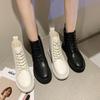Мода Модные мягкие ботинки женские ботильоны женские осенне-зимние с круглым носком на шнуровке удобная обувь женские короткие ботинки на платформе