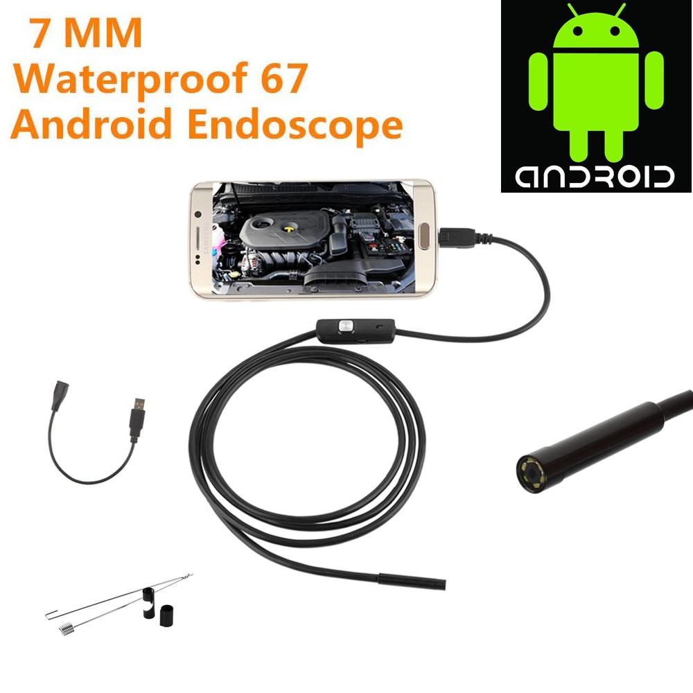 7MM IP67 Waterproof Endoscope Camera 6 LEDs Adjustable USB Android Flexible Inspection Borescope Cameras for Phone PC