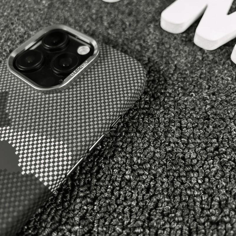Магнитный чехол-защелка для телефона IPhone 18 Pro Max Серия 17 Текстура кевлара Жесткий ПК-чехол Защита от царапин Ударопрочный