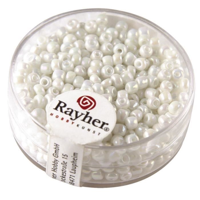 RAYHER Rocailles - Ø 2,6 mm - Opaques lustre - Blanc - Boîte de 17 g