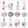 Pink Charm 100 %925 Sterling Silver Love Heart Cute Animals Koala Charms Bracelet Diy Jewelry Making