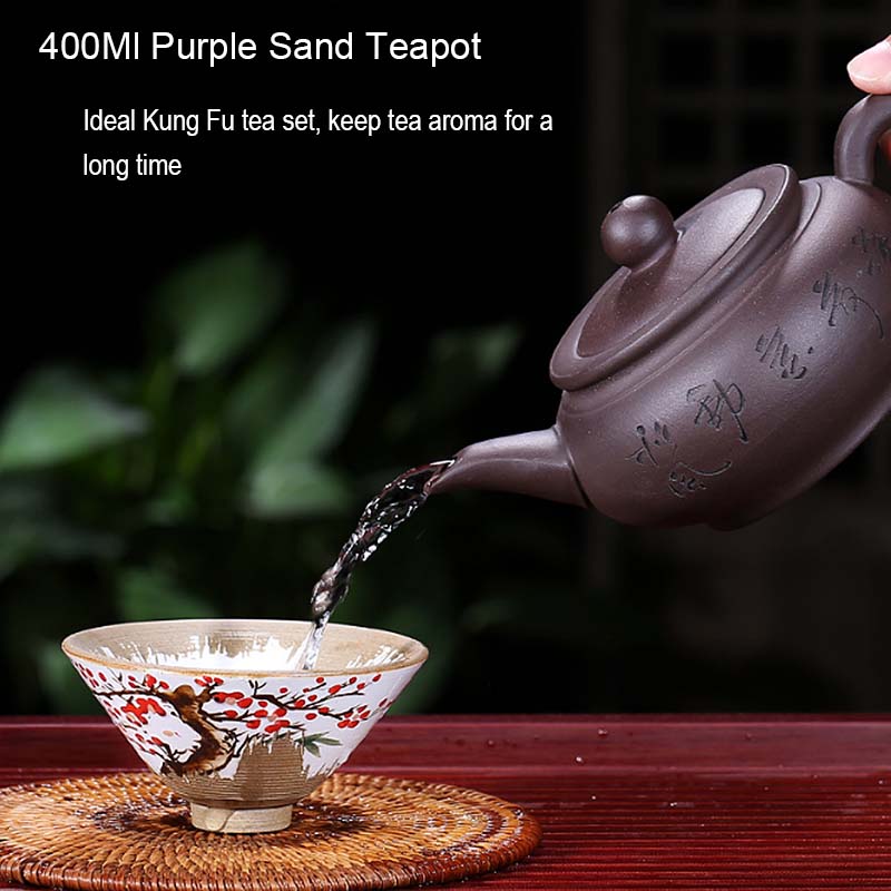 BORREY Yixing Фиолетовый Глиняный Чайник 400 Мл Цзыша Чайник Китайский Чайный Сервиз Кунг-Фу Ручной Керамический Глиняный Чайник Подарочный Чайник Улун Пуэр