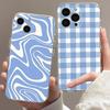 Ins Полоска Клетка Для iPhone 17 16 15 14 13 12 11 Pro Max Plus 16E INS Прозрачный Мягкий Силиконовый Чехол