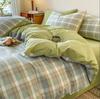 Пододеяльник и 2 наволочки, 100% хлопок, мультяшный клетчатый набивной постельное белье, двуспальная кровать, размер «king-size», 24 размера, комплект постельного белья для дома