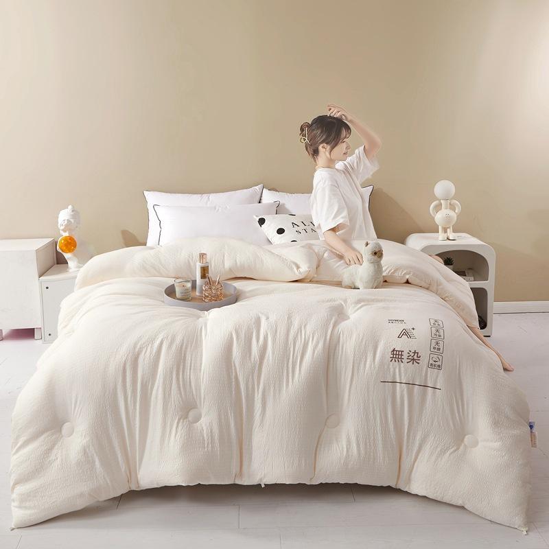 Одеяло из соевого волокна уровня безопасности для матери и ребенка, приятное к коже, теплое, осенне-зимнее, стеганое одеяло-наполнитель, однотонное мягкое стеганое одеяло