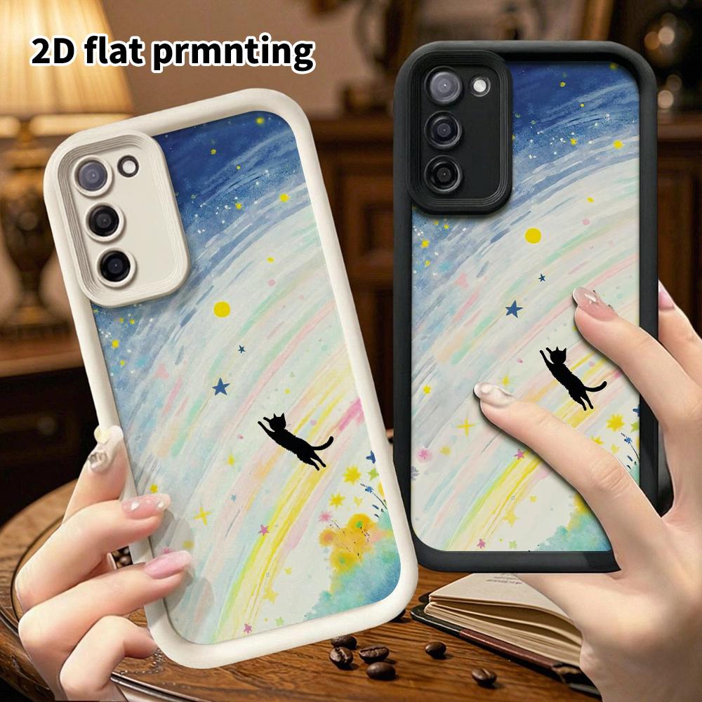Phone Case: 2D Flat Samsung Galaxy A34 A35 M05 M06 S20 S22 S21 FE Plus 5G Layered Protection Case, Starry Rainbow, Christmas and Halloween Gift