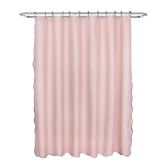 Фестончатая шторка для душа Сверхпрочная водонепроницаемая шторка с 12 крючками Стираемая толстая тканевая шторка для душа с черной каймой для ванной комнаты, отеля, ванны