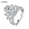 Lindon Classic Copper Alloy Zircon Ring Ladies Jewelry Wedding Promise Party Gift
