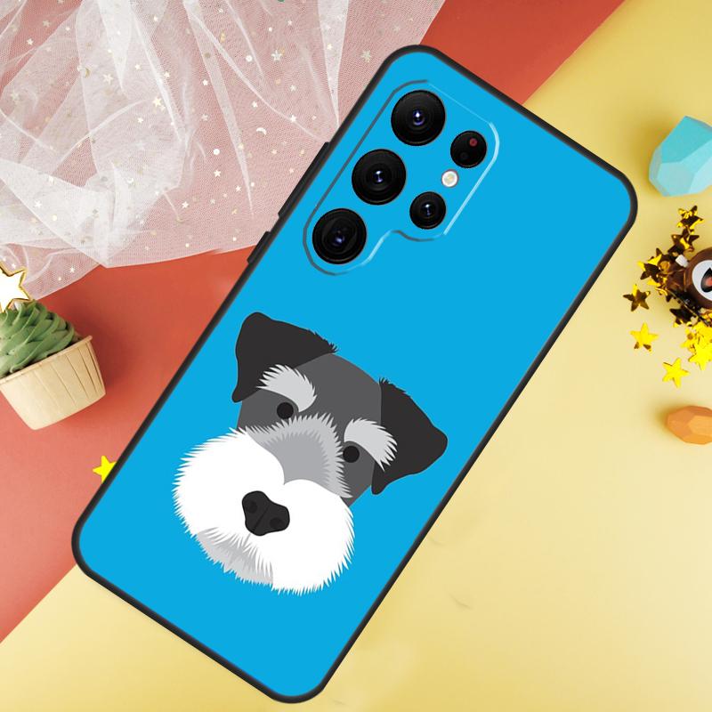 Cartoon Schnauzer Dog Case For Samsung Galaxy S23 Ultra S24 S22 S20 S21 FE Note 10 20 Ultra S8 S9 S10 Plus Cover