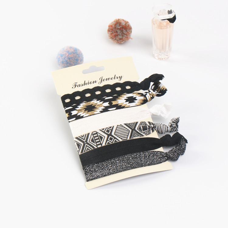 Korean Stylish Sweet Hair Bands Girls Knotted Elastic Soft Fabric Hair Tie Beach Tree Flower Fruit Heart Dotted Hair Ornament Gi