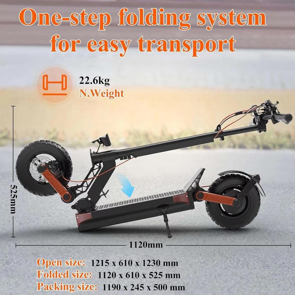 JOYOR S5-Z 600W 48V 13Ah Electric Scooter 55km Range 10" Off-Road Tires Dual Suspension Foldable E-Scooter