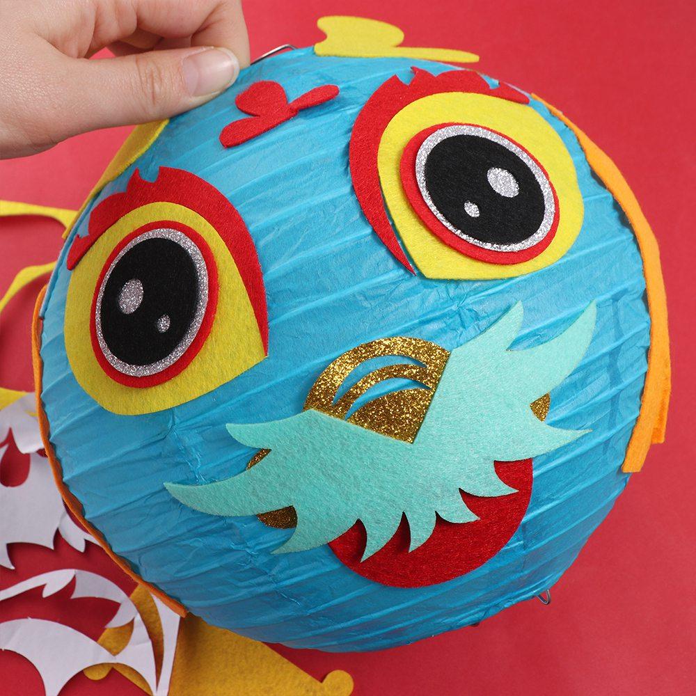 Cartoon Dragon Dragon Year Lantern DIY Materials with LED Light Handheld Lantern  Spring Festival