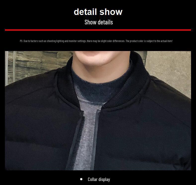 Мужская модная зимняя короткая куртка на пуху - Теплое, толстое пальто с воротником-стойкой