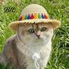 Sun Protection for Dog Cat Straw Hat, Pet Hat with Lace And Bow, Summer Comfortable Cute Cats Small Dogs Outdoor Walks Beach