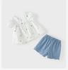 David Bella Girls' Five Part Pants Set Summer Clothes New Children's Short Sleeve Shorts Two Piece Set Baby Stylish Clothes