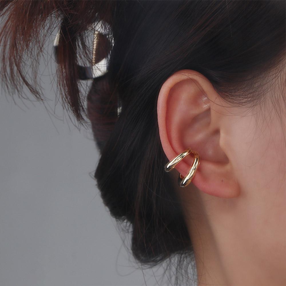 Jewelry Double Circle Multi-layer Gold Color Korean Style Round Earrings Hoop Earrings Ear Clips