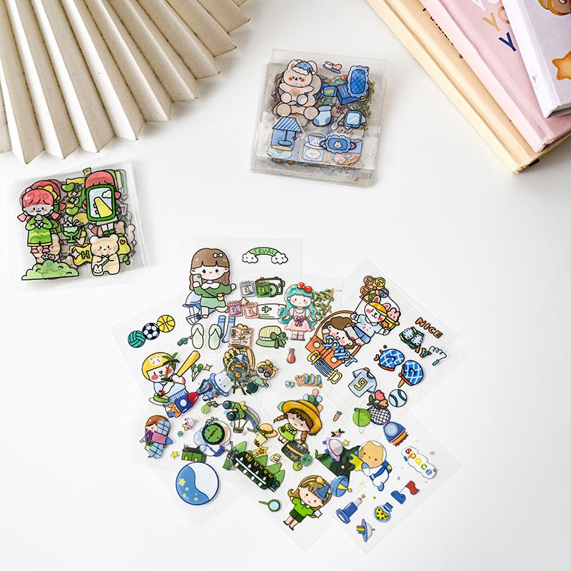 10/20/50Pcs Cute Cartoon Patterns Pvc Stickers Waterproof Transparent Notebook Water Bottle Scrapbook Decoration Stickers