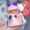 Бутылка для воды1011 новая детская мультяшная чашка с трубочкой ремешок ручка портативная пластиковая чашка для малыша милая бутылка для воды