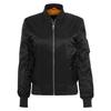 Bomber Femme - Urban Classic - Basic - Noir - Poche Zippée - Doublure Orange
