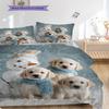 Golden Retriever Pattern Bedding Quilt Set Quilt Cover Pillowcase Home Decoration Birthday Gift (1 * duvet cover + 2 * pillowcase, without core)