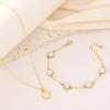Fashion Luxury Gold Color Flower Leaf Plant Bracelet Set for Women Girl Necklace Wedding Party Adjustable Jewelry gift