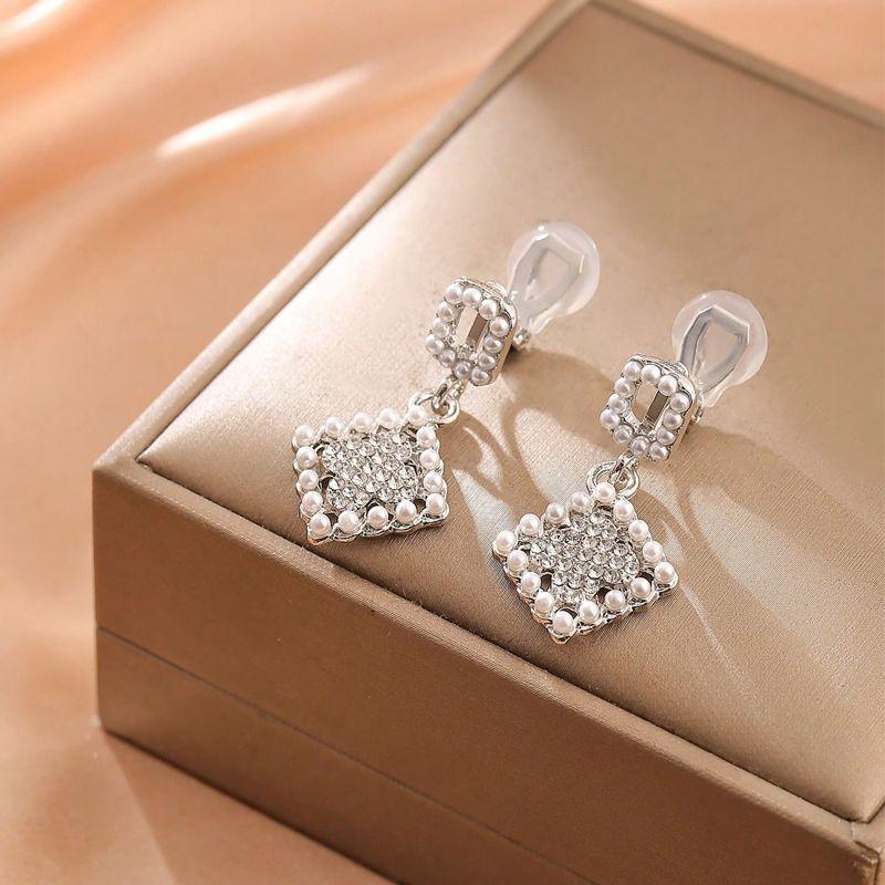 Новые модные искусственные жемчужные стразы без пирсинга серьги женские квадратные серьги-подвески