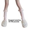 Elegant Knitted Stretch Leg Warmers Boot Cuffs Sweet Bows Ruffled Lace Trim Patchwork Leg Covers Calf Socks for Women  Pink vertical strips