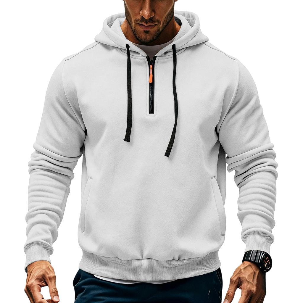 Men's Fleece Hoodie Casual Long Sleeve 1/4 Zipper Pullover Sweatshirts
