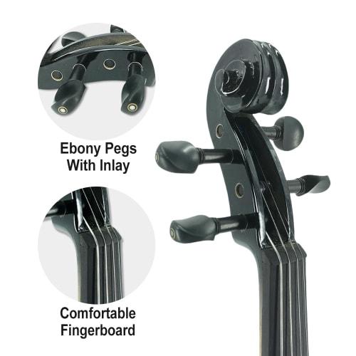 Vetimobato 16-inch Electric Viola - Practice Silent Viola Solid Wood Walnut, Maple Neck, Ebony Fittings, Metallic Coating, Includes Case, Bow, Headpho