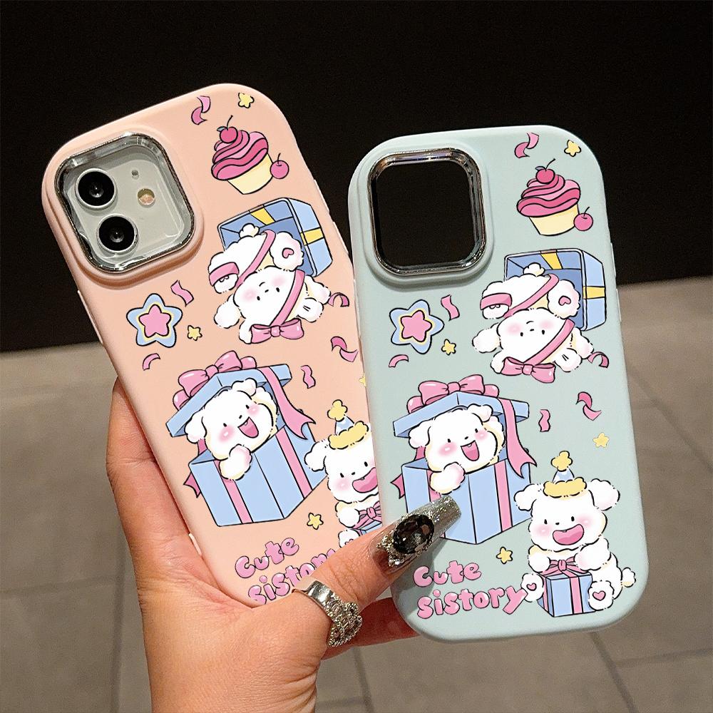 For Vivo V23 V27 V29 V25 V30 Y02 Y02t Y28 Y33s Infinix Smart 8 Pro Cute Little Bears Pattern Silver Edge Lens Soft Silicone Phone Case