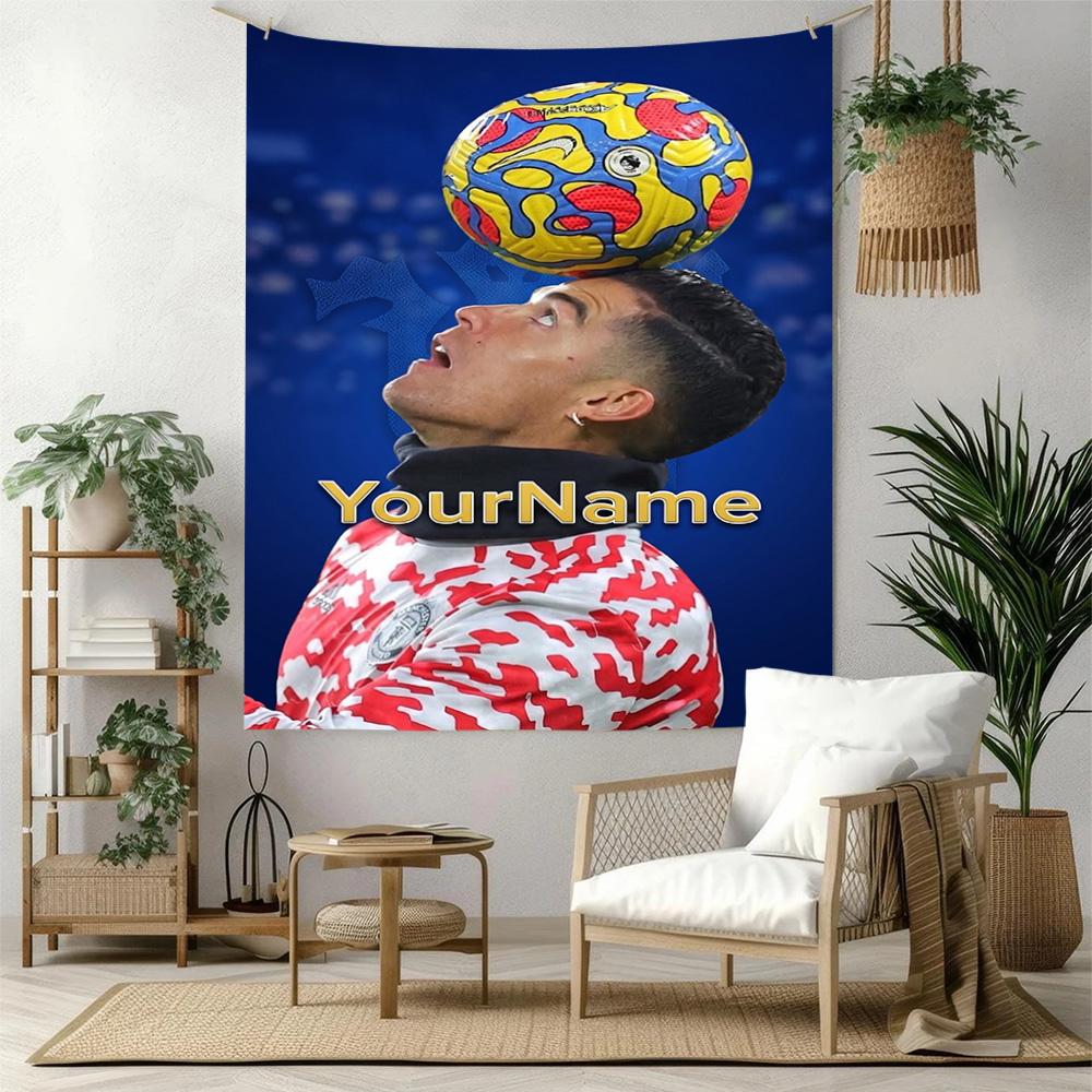 Cristiano Ronaldo Custom Your Name Wall Decor Tapestry Art For Pet Memorial Birthdaywedding Party Backdrop Family Gift