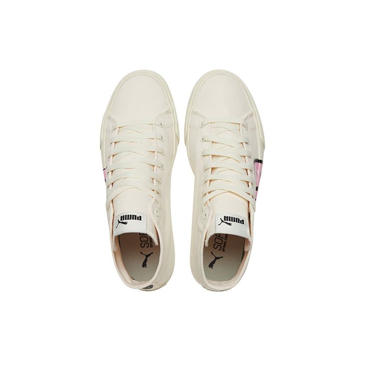 Puma Bari Mid Logo - Кроссовки унисекс белые Whisper-White Prism-Pink Black 387235-01