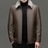 Leather Jacket Men's Genuine Leather Down Jacket Jacket Middle-aged and Elderly Dad Sheep Leather Jacket Winter Thickened Leather Top
