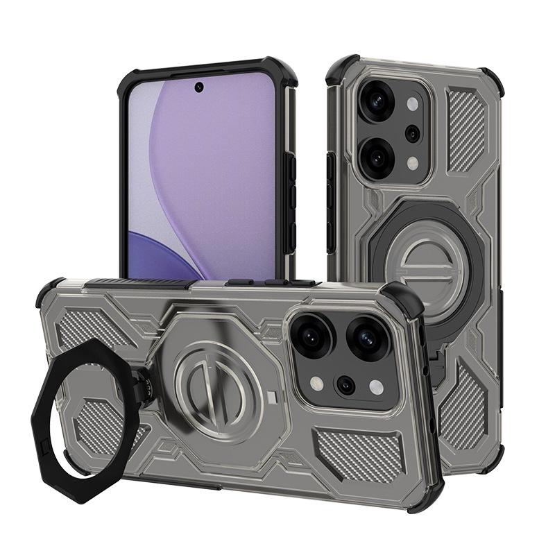 Прозрачный противоударный вращающийся чехол-подставка для телефона с магнитом для серии OPPO и Realme 15