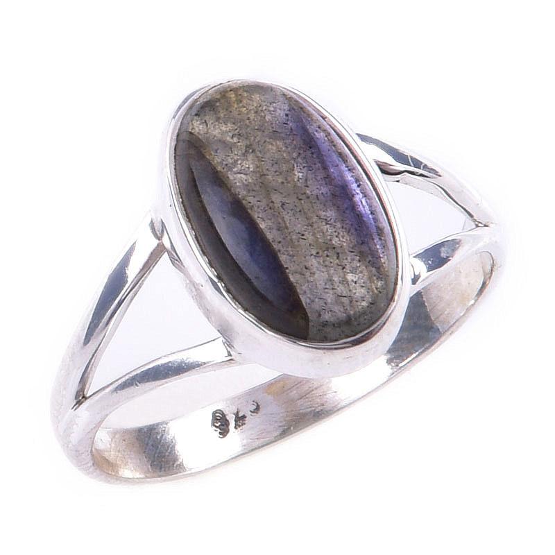 Natural Labradorite Gemstone Handmade 925 Solid Sterling Silver Ring Size 7 L8D42