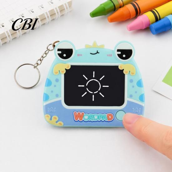 Reusable Writing Pad Mini Drawing Board Keychain for Kids, Cartoon Frog with Key Ring, Hanging Doodle Sketch School Bag LCD Tablet Pendant
