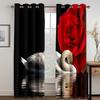 3D-принт Современные лебеди и роза на воде Цветок Две тонкие шторы на окна для гостиной и спальни Декор 2 шт. cortinas