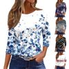 Женская футболка с принтом, рукав 3/4, повседневная, модная, на выходные, базовая, с круглым вырезом, стандартный топ