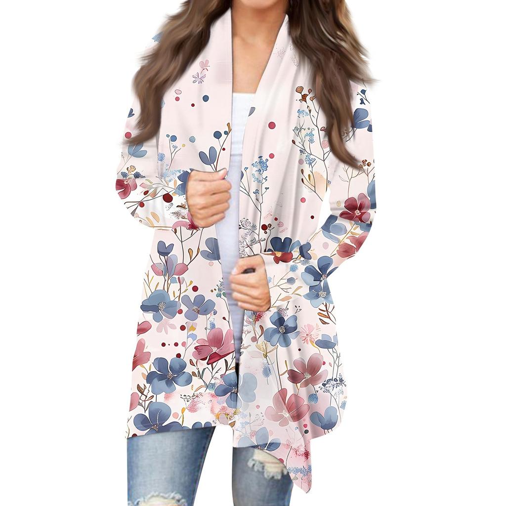 Женский кардиган с принтом ко Дню независимости и длинными рукавами спереди, легкая куртка с принтом