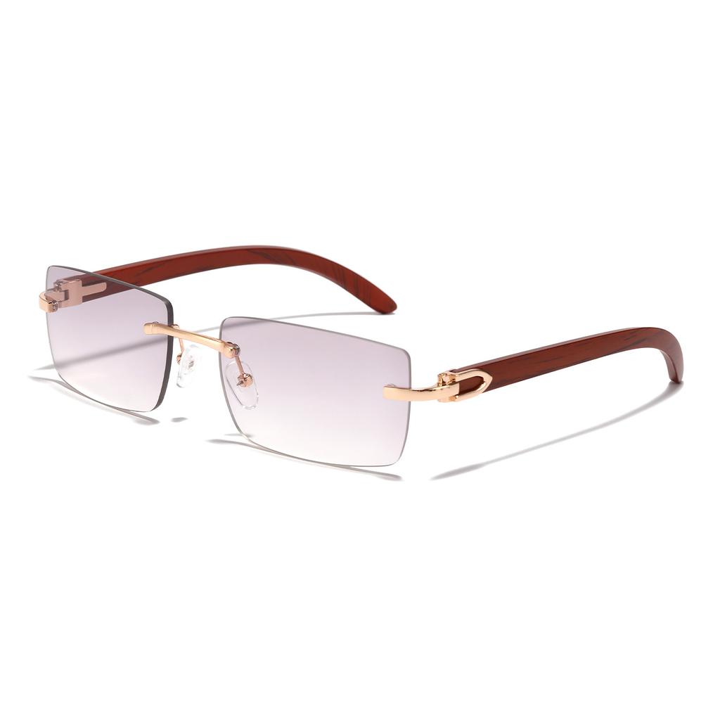 Очки без оправы мужские солнцезащитные очки без оправы квадратные очки с бриллиантовой огранкой деревянные ножки ретро солнцезащитные очки женские новые