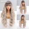 MISSQUEEN женский парик Ombre коричневый, серый цвет длинный волнистый парик с челкой из синтетического волокна женская повседневная одежда косплей волнистый парик