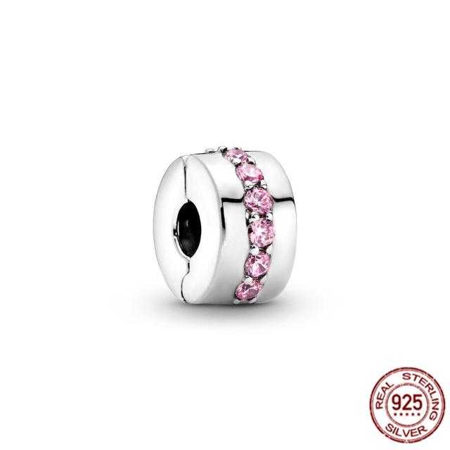 Стерлингового серебра 925 пробы, прозрачное Pav éClip, подвеска из бисера, подходит для милого модного браслета, ожерелье, модные украшения, подарок для женщин