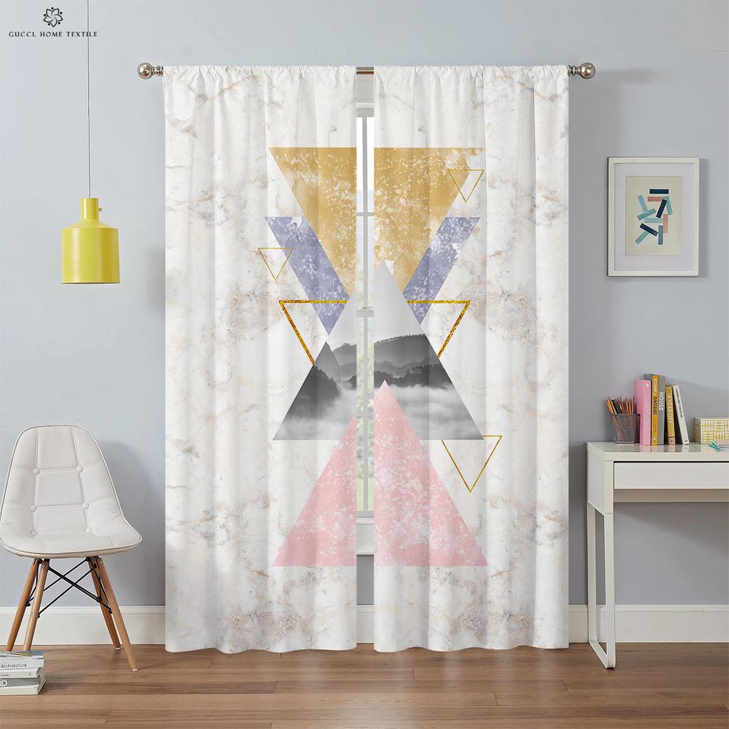 Современные простые занавески с геометрическим принтом, спальня, гостиная, украшение для балкона, легко стирать и ухаживать, украшение для дома, 2 шт.