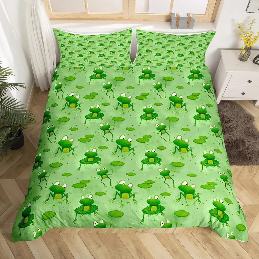 Green Tree Frog King Queen Full Duvet Cover Lovely Rain Trees Animal Bedding Set Wildlife Comforter Cover Polyester Quilt Cover