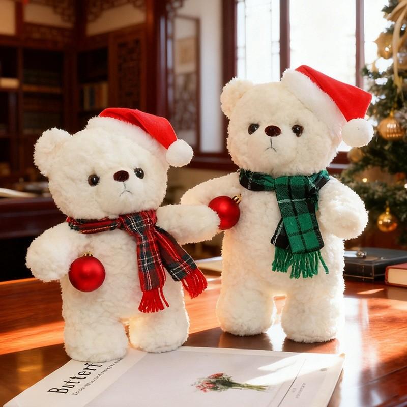 Bear Polar Plush Toy With Scarf And Hat Decor For Childrens Christmas Gift
