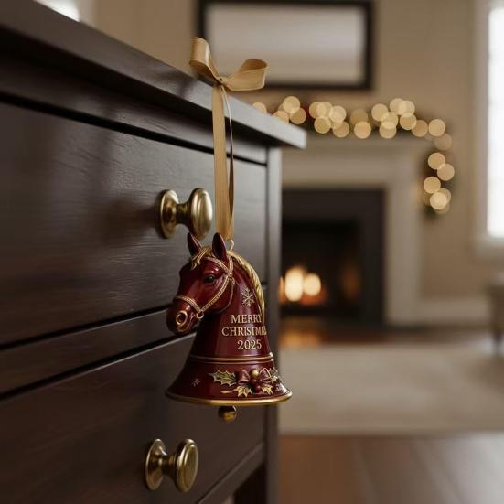 2025 Ручная работа Лошадь Колокольчик Украшение Красный Металл Рождественское Украшение Памятный Подарок для Любителей Конного Спорта
