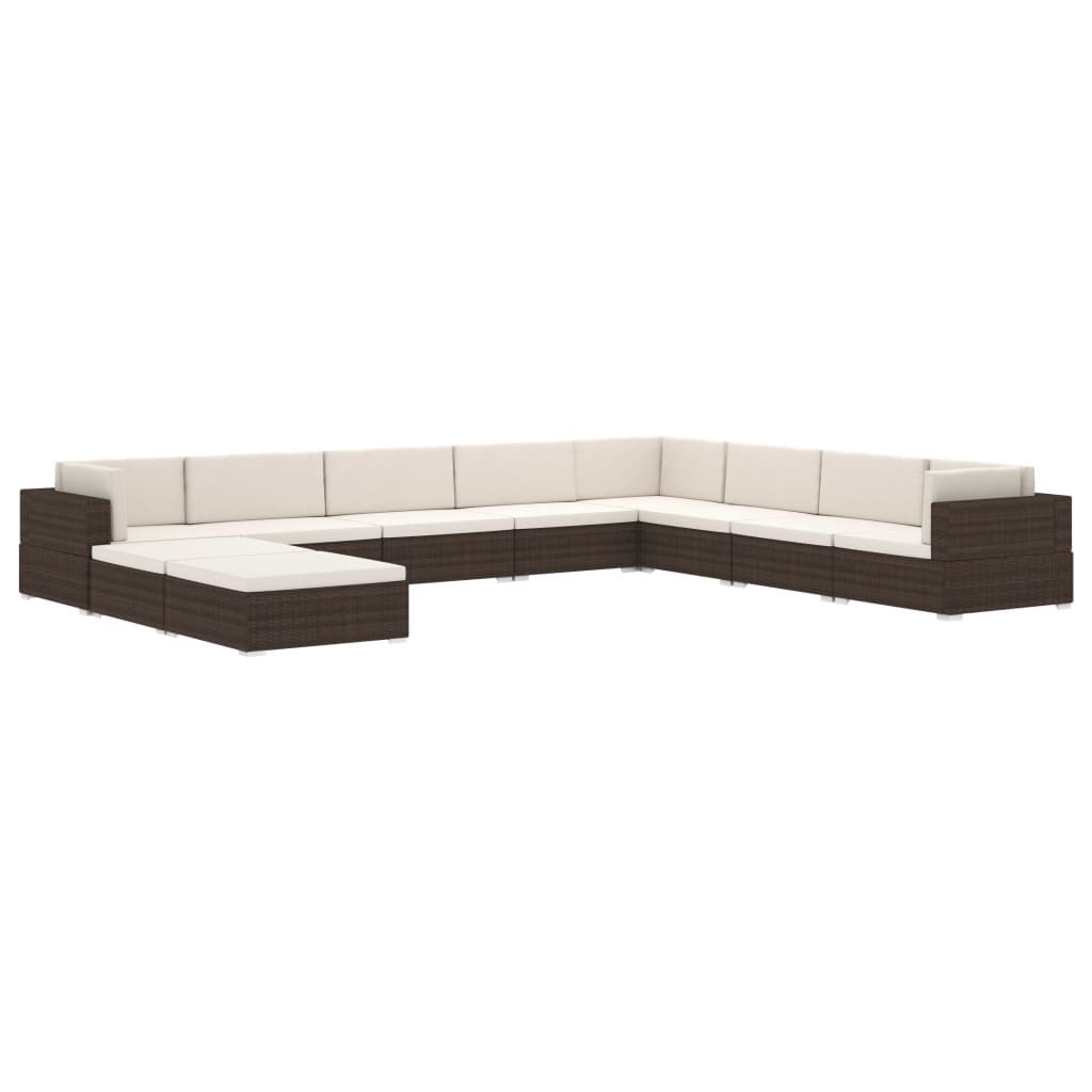 Modular Footstool 1 pc + Cushions Poly Rattan Black