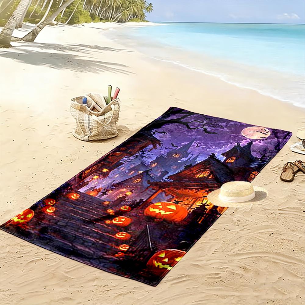 Haunted Halloween Night Scene Design Beach towel quick-drying for travel outdoor sports jogging beach and swimming